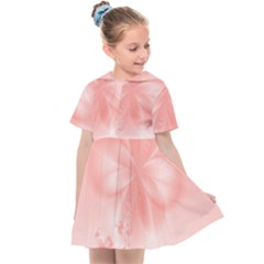 Pastel Coral Floral Print Kids  Sailor Dress by SpinnyChairDesigns