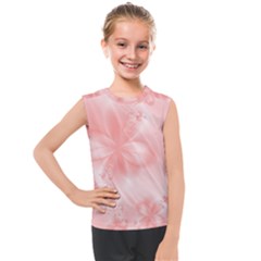 Pastel Coral Floral Print Kids  Mesh Tank Top by SpinnyChairDesigns