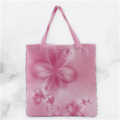 Blush Pink Floral Print Grocery Tote Bag by SpinnyChairDesigns