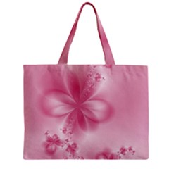 Blush Pink Floral Print Zipper Mini Tote Bag by SpinnyChairDesigns