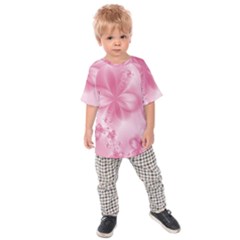 Blush Pink Floral Print Kids  Raglan Tee