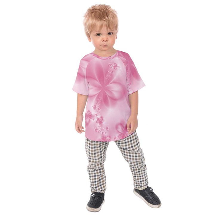 Blush Pink Floral Print Kids  Raglan Tee