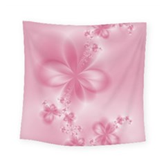 Blush Pink Floral Print Square Tapestry (small) by SpinnyChairDesigns