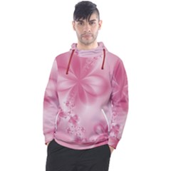 Blush Pink Floral Print Men s Pullover Hoodie by SpinnyChairDesigns