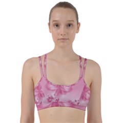 Blush Pink Floral Print Line Them Up Sports Bra by SpinnyChairDesigns