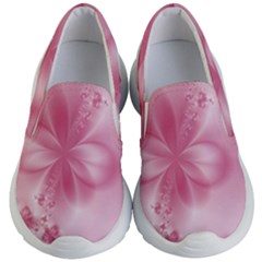 Blush Pink Floral Print Kids Lightweight Slip Ons by SpinnyChairDesigns