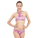 Blush Pink Floral Print High Neck Bikini Set View1