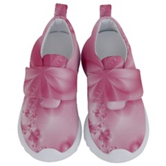 Blush Pink Floral Print Kids  Velcro No Lace Shoes by SpinnyChairDesigns