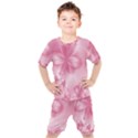 Blush Pink Floral Print Kids  Tee and Shorts Set View1