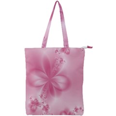 Blush Pink Floral Print Double Zip Up Tote Bag by SpinnyChairDesigns