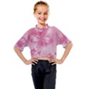 Blush Pink Floral Print Kids Mock Neck Tee View1