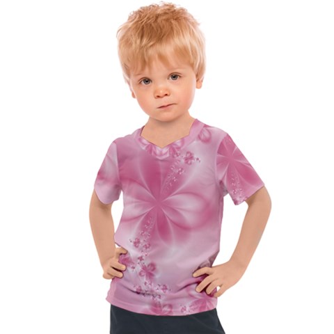 Blush Pink Floral Print Kids  Sports Tee by SpinnyChairDesigns