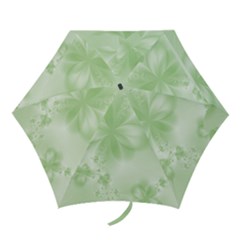 Tea Green Floral Print Mini Folding Umbrellas by SpinnyChairDesigns