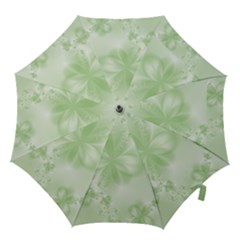 Tea Green Floral Print Hook Handle Umbrellas (large) by SpinnyChairDesigns