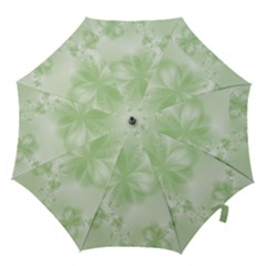 Tea Green Floral Print Hook Handle Umbrellas (small) by SpinnyChairDesigns