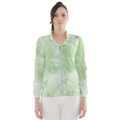 Tea Green Floral Print Women s Windbreaker by SpinnyChairDesigns