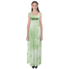 Tea Green Floral Print Empire Waist Maxi Dress by SpinnyChairDesigns