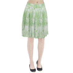 Tea Green Floral Print Pleated Skirt by SpinnyChairDesigns