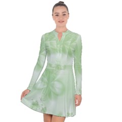 Tea Green Floral Print Long Sleeve Panel Dress by SpinnyChairDesigns