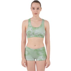 Tea Green Floral Print Work It Out Gym Set by SpinnyChairDesigns