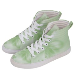 Tea Green Floral Print Men s Hi-top Skate Sneakers by SpinnyChairDesigns