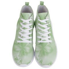 Tea Green Floral Print Men s Lightweight High Top Sneakers by SpinnyChairDesigns