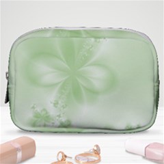 Tea Green Floral Print Make Up Pouch (small) by SpinnyChairDesigns