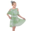 Tea Green Floral Print Kids  Shoulder Cutout Chiffon Dress View1