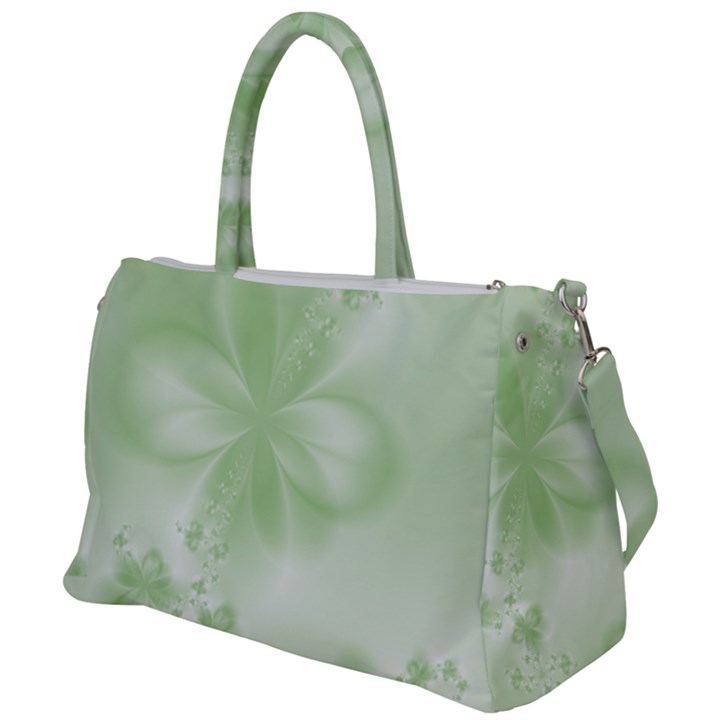 Tea Green Floral Print Duffel Travel Bag