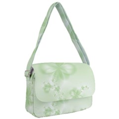 Tea Green Floral Print Courier Bag by SpinnyChairDesigns