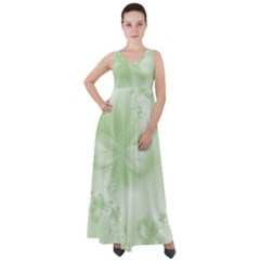 Tea Green Floral Print Empire Waist Velour Maxi Dress by SpinnyChairDesigns