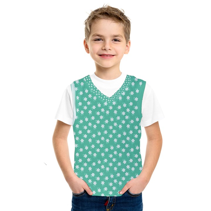 Biscay Green White Floral Print Kids  SportsWear