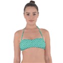 Biscay Green White Floral Print Halter Bandeau Bikini Top View1