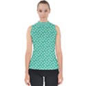 Biscay Green White Floral Print Mock Neck Shell Top View1