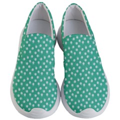 Biscay Green White Floral Print Women s Lightweight Slip Ons by SpinnyChairDesigns