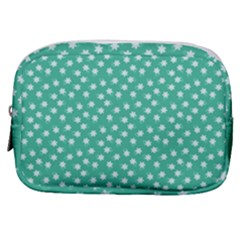 Biscay Green White Floral Print Make Up Pouch (small) by SpinnyChairDesigns