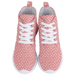 Coral Pink White Floral Print Women s Lightweight High Top Sneakers by SpinnyChairDesigns