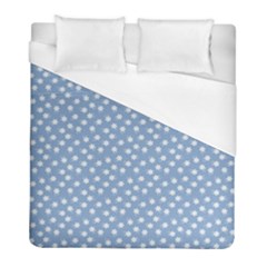 Faded Blue White Floral Print Duvet Cover (full/ Double Size)