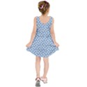 Faded Blue White Floral Print Kids  Sleeveless Dress View2