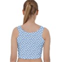 Faded Blue White Floral Print Velvet Racer Back Crop Top View2