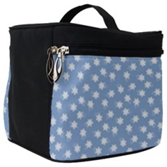 Faded Blue White Floral Print Make Up Travel Bag (big) by SpinnyChairDesigns