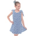 Faded Blue White Floral Print Kids  Tie Up Tunic Dress View1