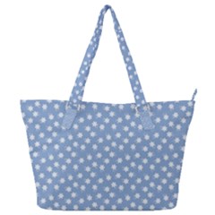 Faded Blue White Floral Print Full Print Shoulder Bag by SpinnyChairDesigns