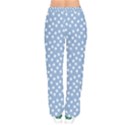 Faded Blue White Floral Print Women velvet Drawstring Pants View2