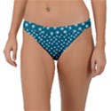 Teal White Floral Print Band Bikini Bottom View1