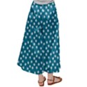 Teal White Floral Print Satin Palazzo Pants View2