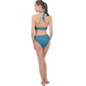 Teal White Floral Print Halter Side Cut Swimsuit View2