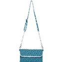 Teal White Floral Print Mini Crossbody Handbag View1