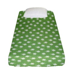 Spring Green White Floral Print Fitted Sheet (single Size) by SpinnyChairDesigns