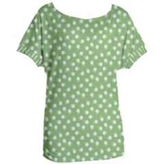 Spring Green White Floral Print Women s Oversized Tee by SpinnyChairDesigns